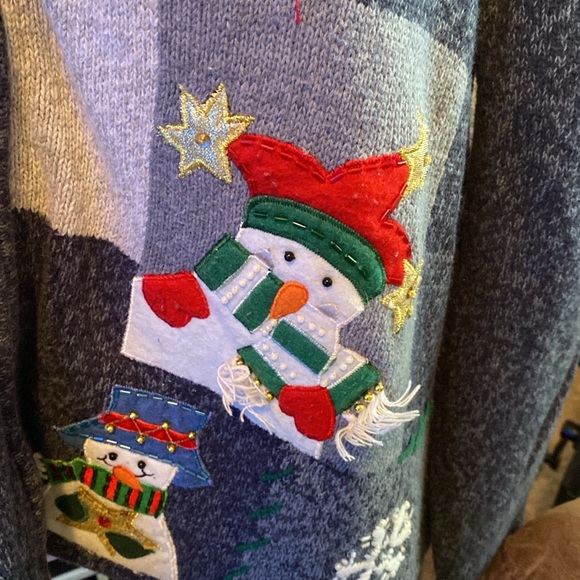 Embellished Holiday Zip-Front Sweater - Picture 3 of 7